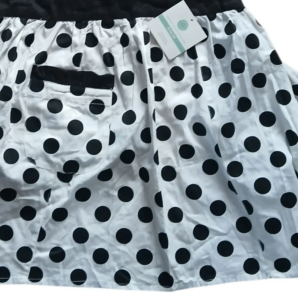 Martha Stewart Black and White Polka Dot Apron Sweetheart Neckline 100% Cotton